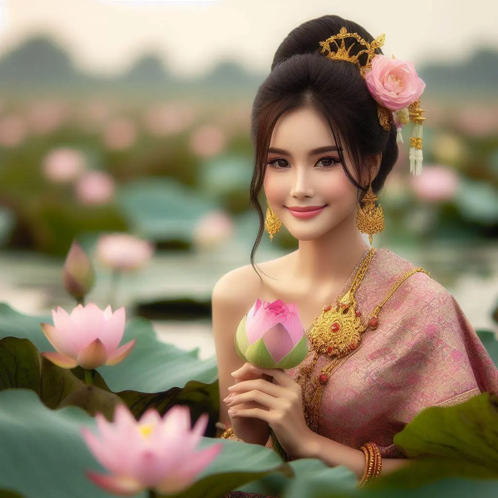 THAILAND 🇹🇭 | AI ART: Thai lady wear Thai traditional dress