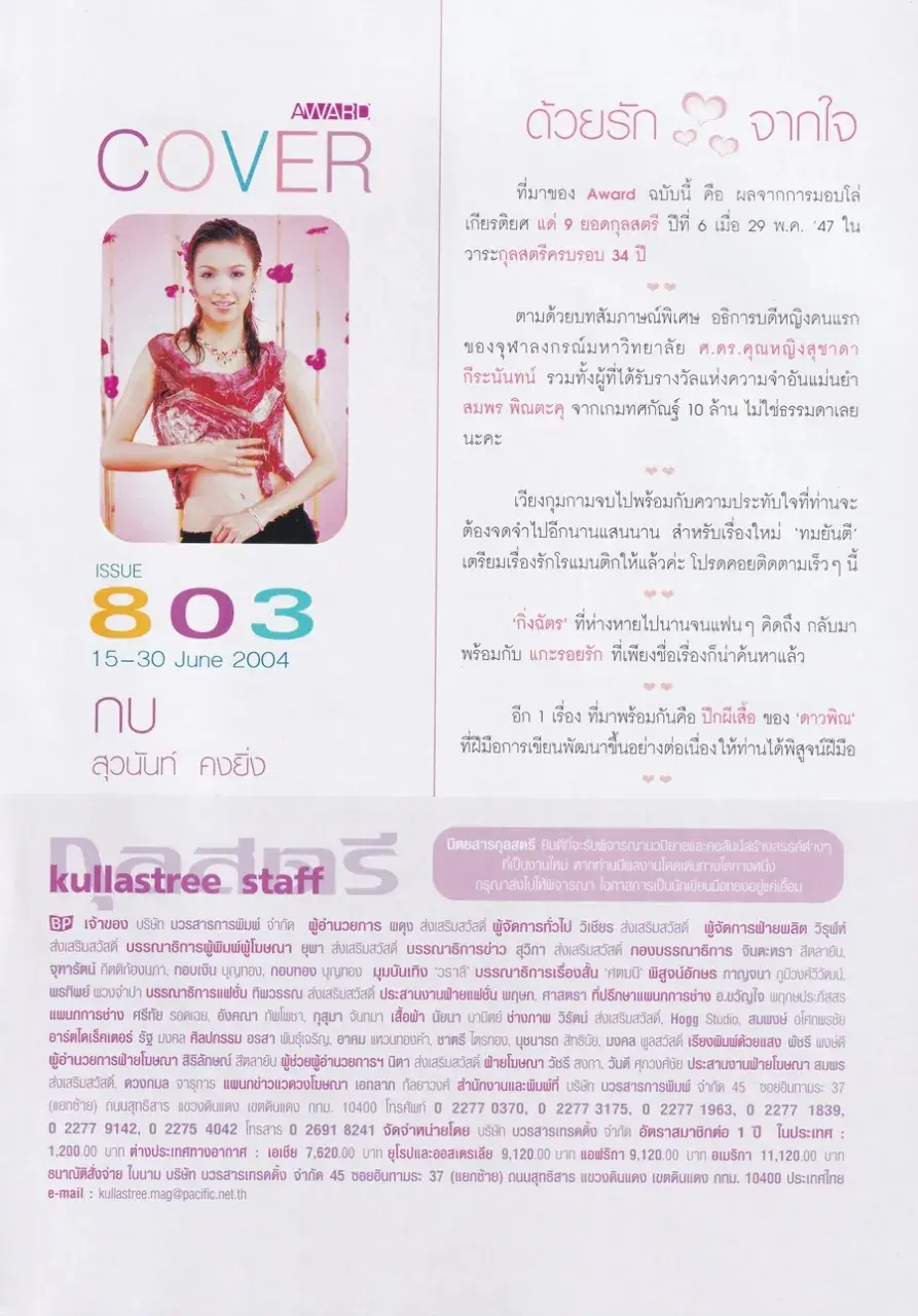 (วันวาน) กบ สุวนันท์ @ นิตยสาร กุลสตรี ปีที่ 34 ฉบับที่ 803 ปักษ์หลัง มิถุนายน 2547