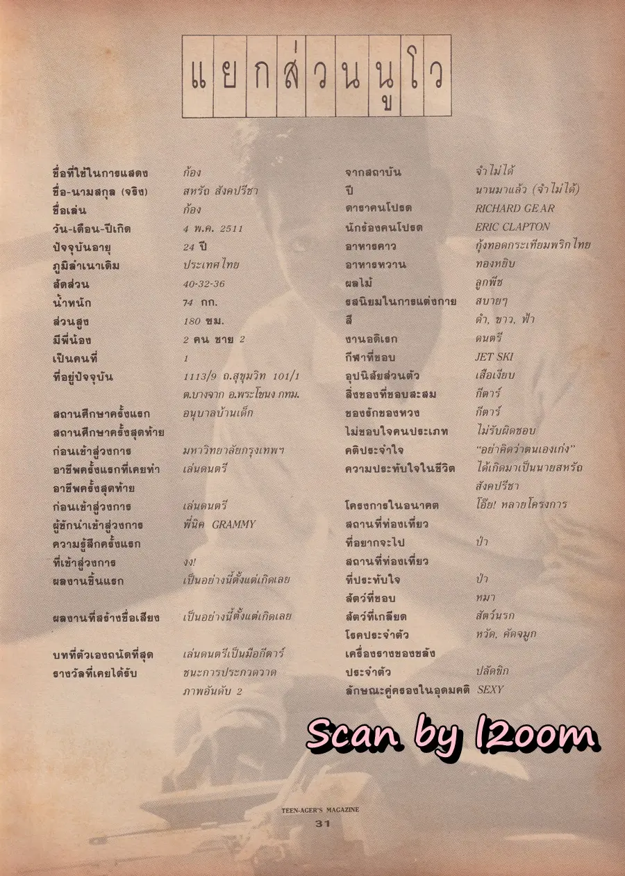 (วันวาน) โจ ก้อง จอห์น @ นิตยสาร วัยหวาน ฉบับที่ 210 พฤศจิกายน 2535