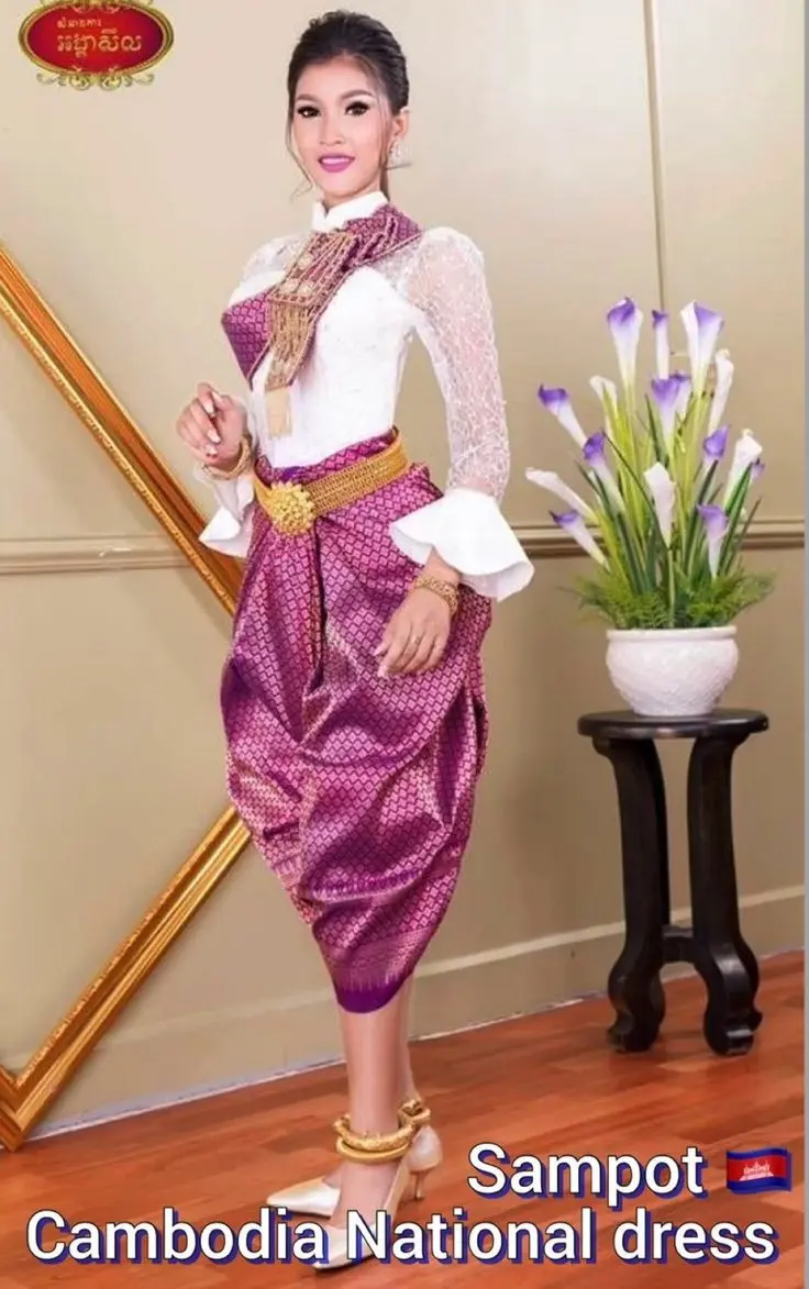 ASEAN national costume.Cambodia national costume.Sampot. Khmer wedding clothing