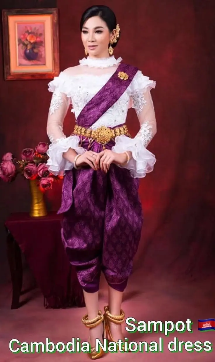 ASEAN national costume.Cambodia national costume.Sampot. Khmer wedding clothing
