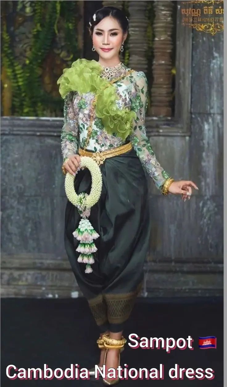 ASEAN national costume.Cambodia national costume.Sampot. Khmer wedding clothing