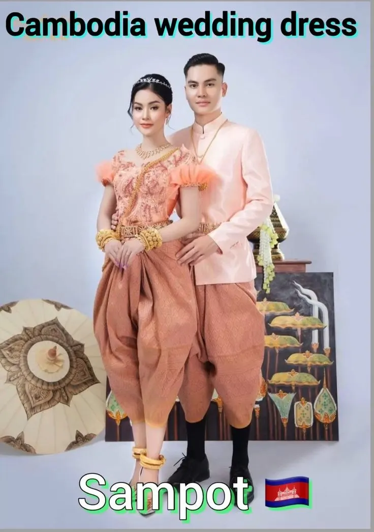 ASEAN national costume.Cambodia national costume.Sampot. Khmer wedding clothing