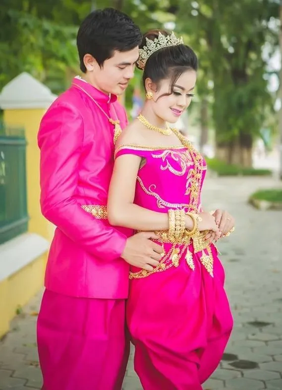 ASEAN national costume.Cambodia national costume.Sampot. Khmer wedding clothing