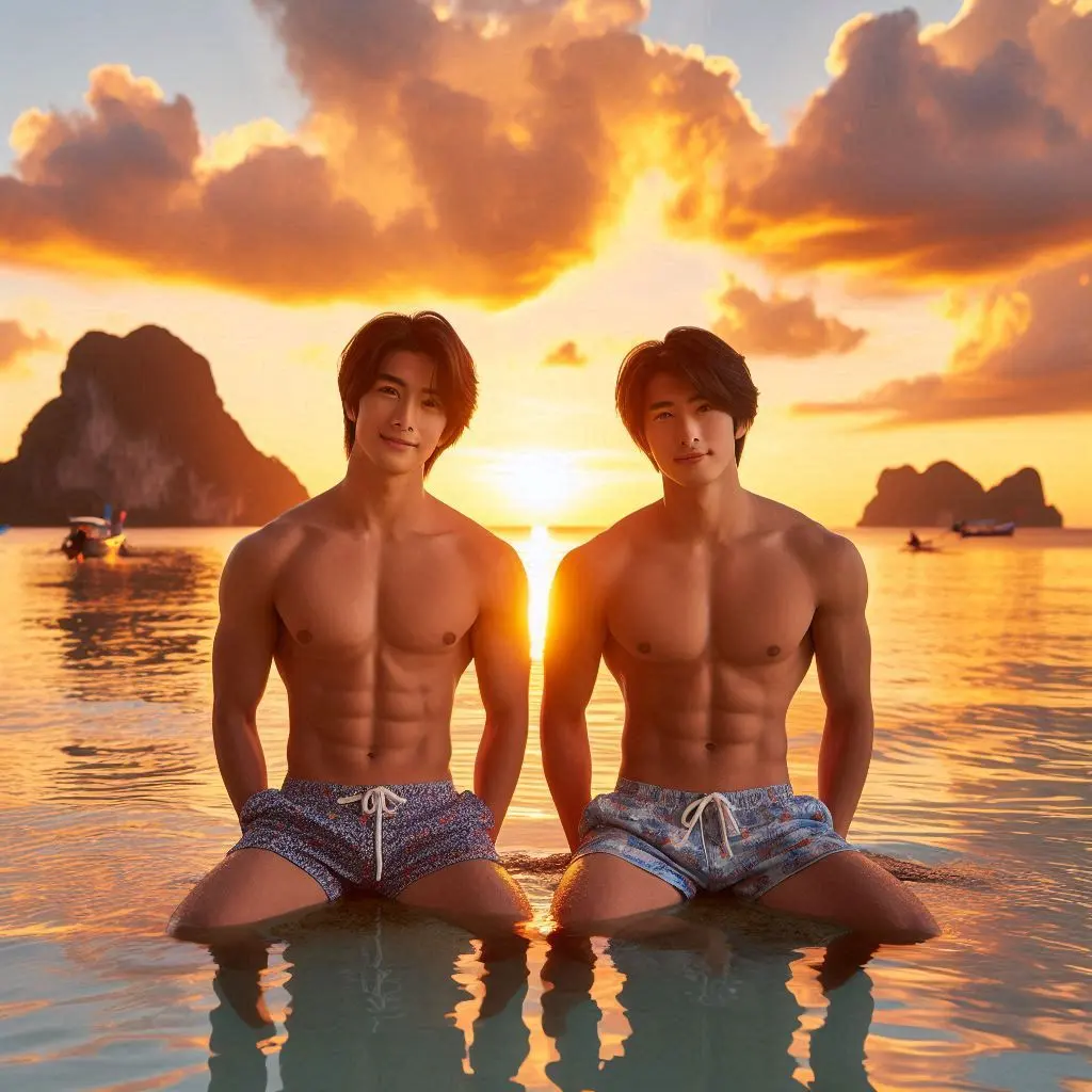 Asian boy on the beach: Ai Art 🇹🇭