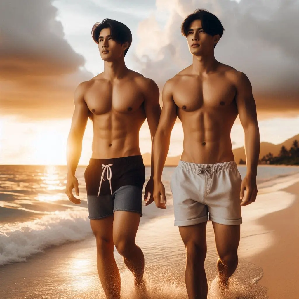 Asian boy on the beach: Ai Art 🇹🇭