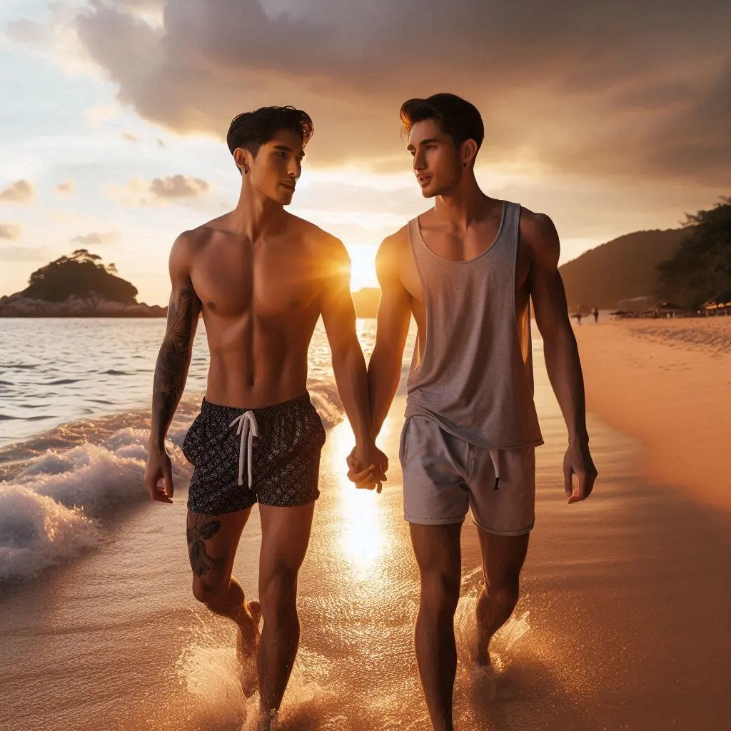 Asian boy on the beach: Ai Art 🇹🇭