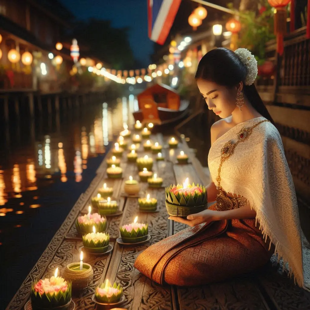 Thai Lady and Loy Krathong Festival | THAILANDðđð