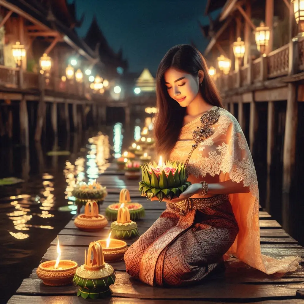 Thai Lady and Loy Krathong Festival | THAILANDðđð