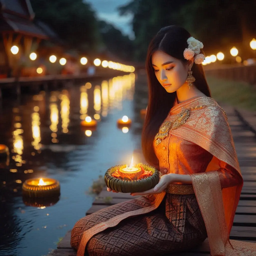 Thai Lady and Loy Krathong Festival | THAILANDðđð
