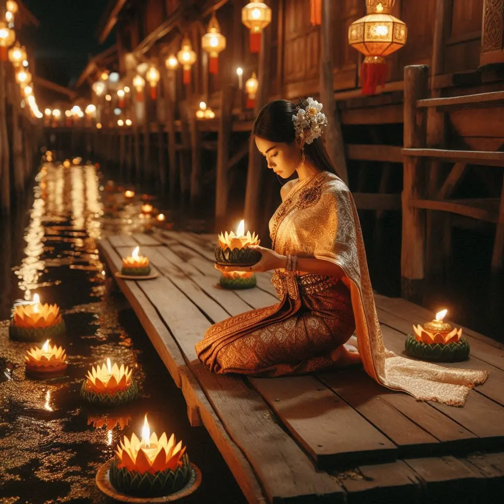 Thai Lady and Loy Krathong Festival | THAILANDðđð