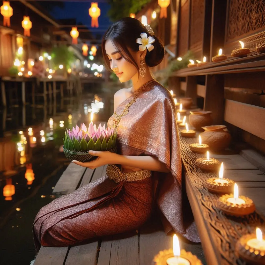 Thai Lady and Loy Krathong Festival | THAILANDðđð
