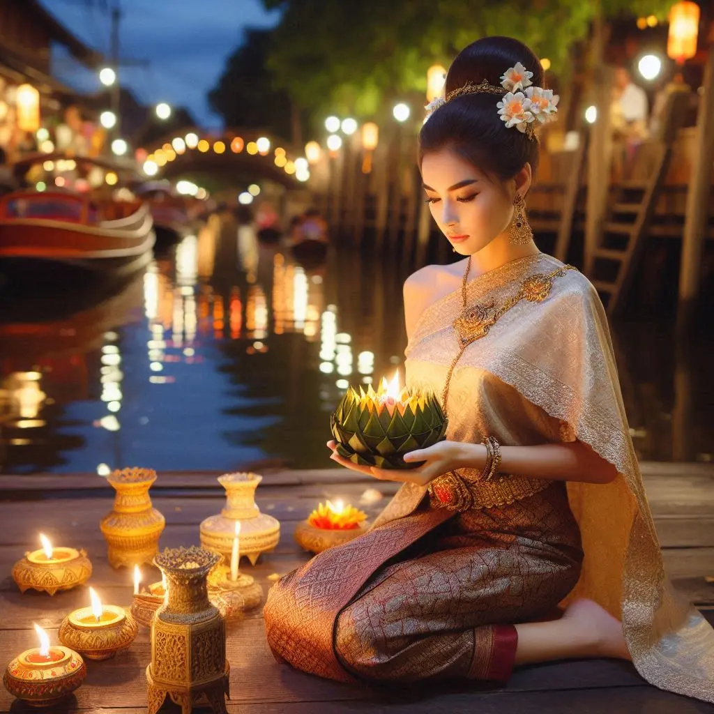 Thai Lady and Loy Krathong Festival | THAILANDðđð