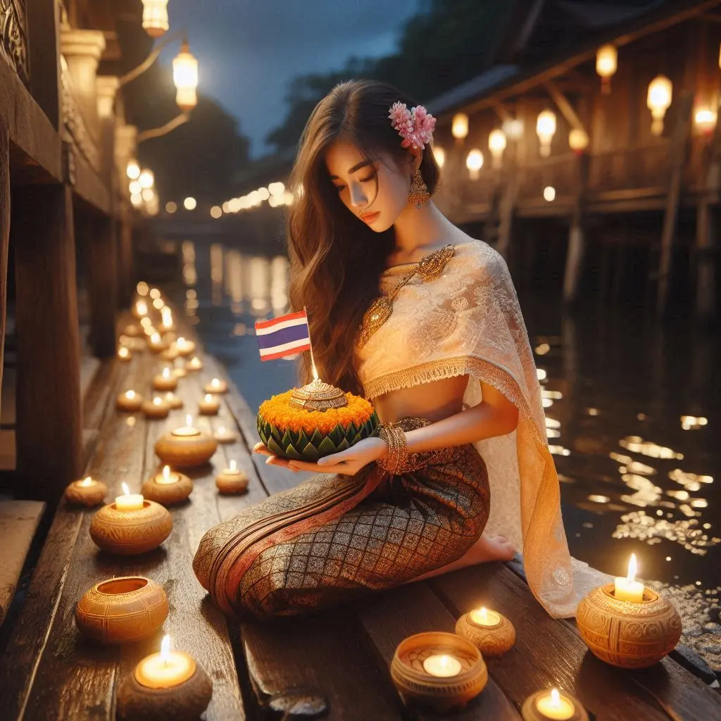 Thai Lady and Loy Krathong Festival | THAILANDðđð