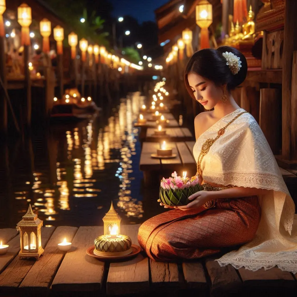 Thai Lady and Loy Krathong Festival | THAILANDðđð