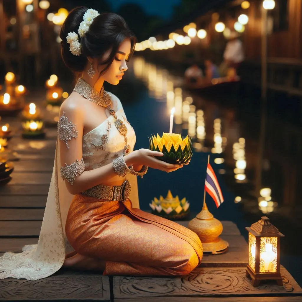 Thai Lady and Loy Krathong Festival | THAILANDðđð
