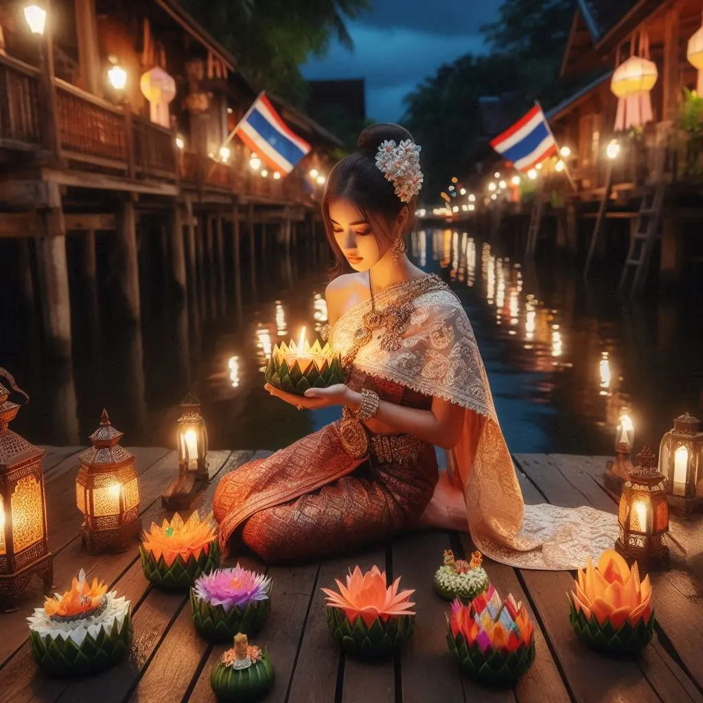 Thai Lady and Loy Krathong Festival | THAILANDðđð