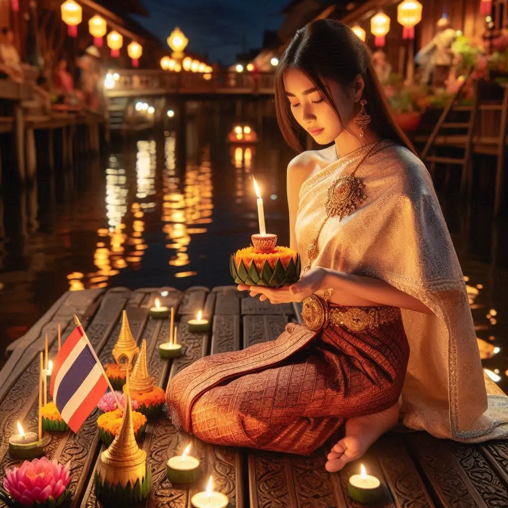 Thai Lady and Loy Krathong Festival | THAILANDðđð