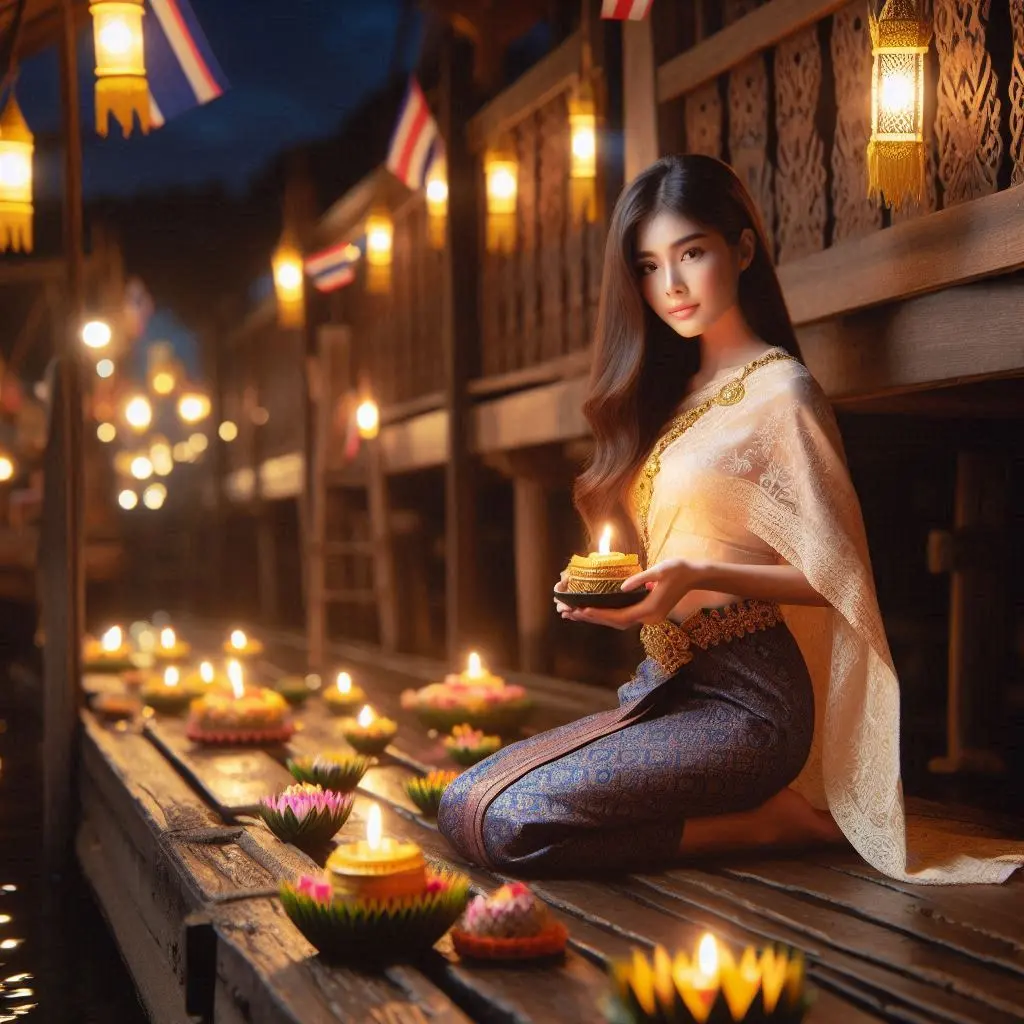 Thai Lady and Loy Krathong Festival | THAILANDðđð