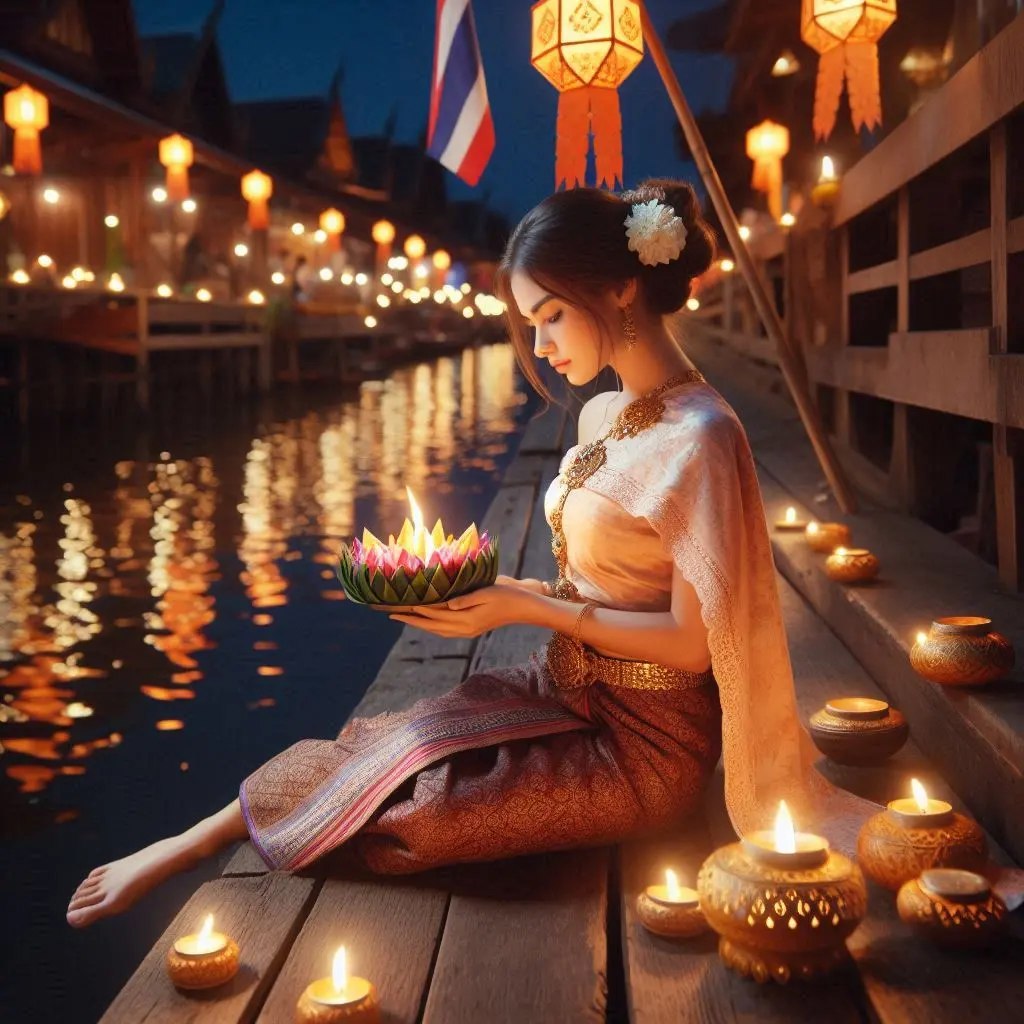 Thai Lady and Loy Krathong Festival | THAILANDðđð
