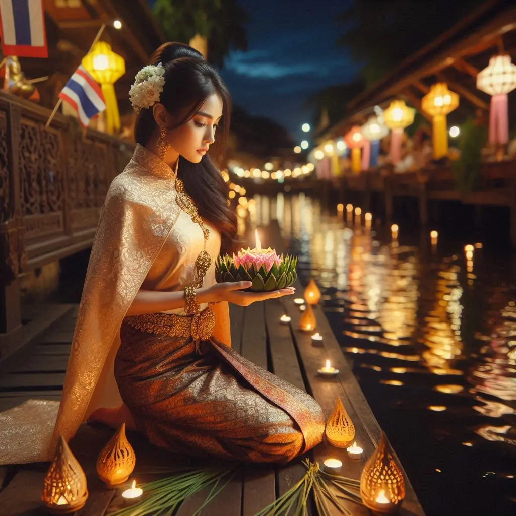 Thai Lady and Loy Krathong Festival | THAILANDðđð