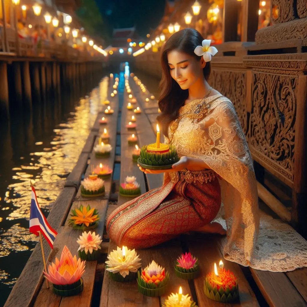 Thai Lady and Loy Krathong Festival | THAILANDðđð