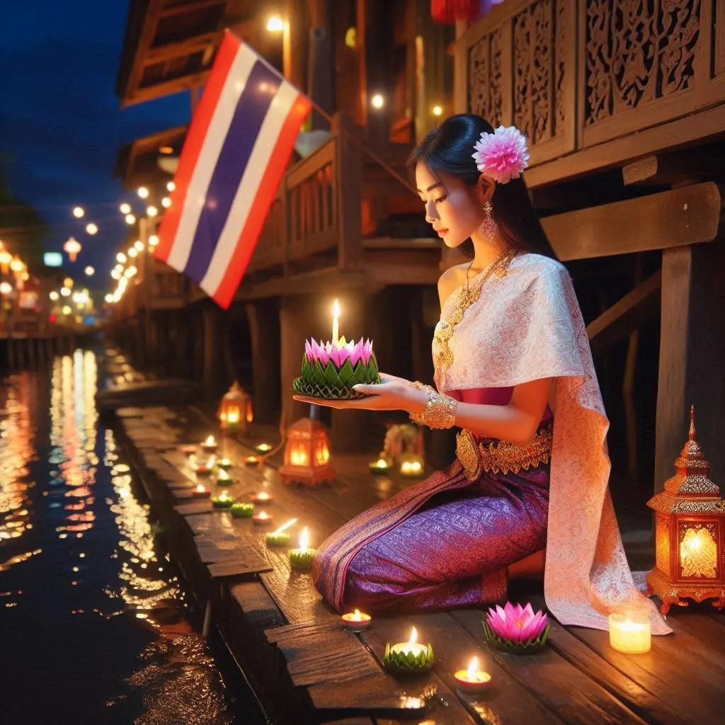 Thai Lady and Loy Krathong Festival | THAILANDðđð