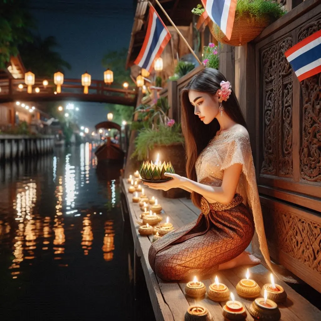 Thai Lady and Loy Krathong Festival | THAILANDðđð