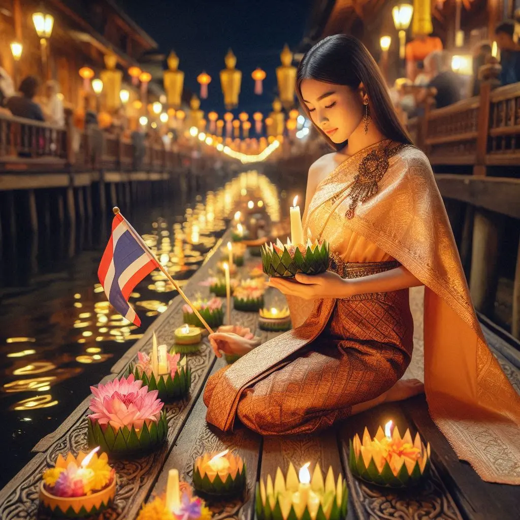 Thai Lady and Loy Krathong Festival | THAILANDðđð