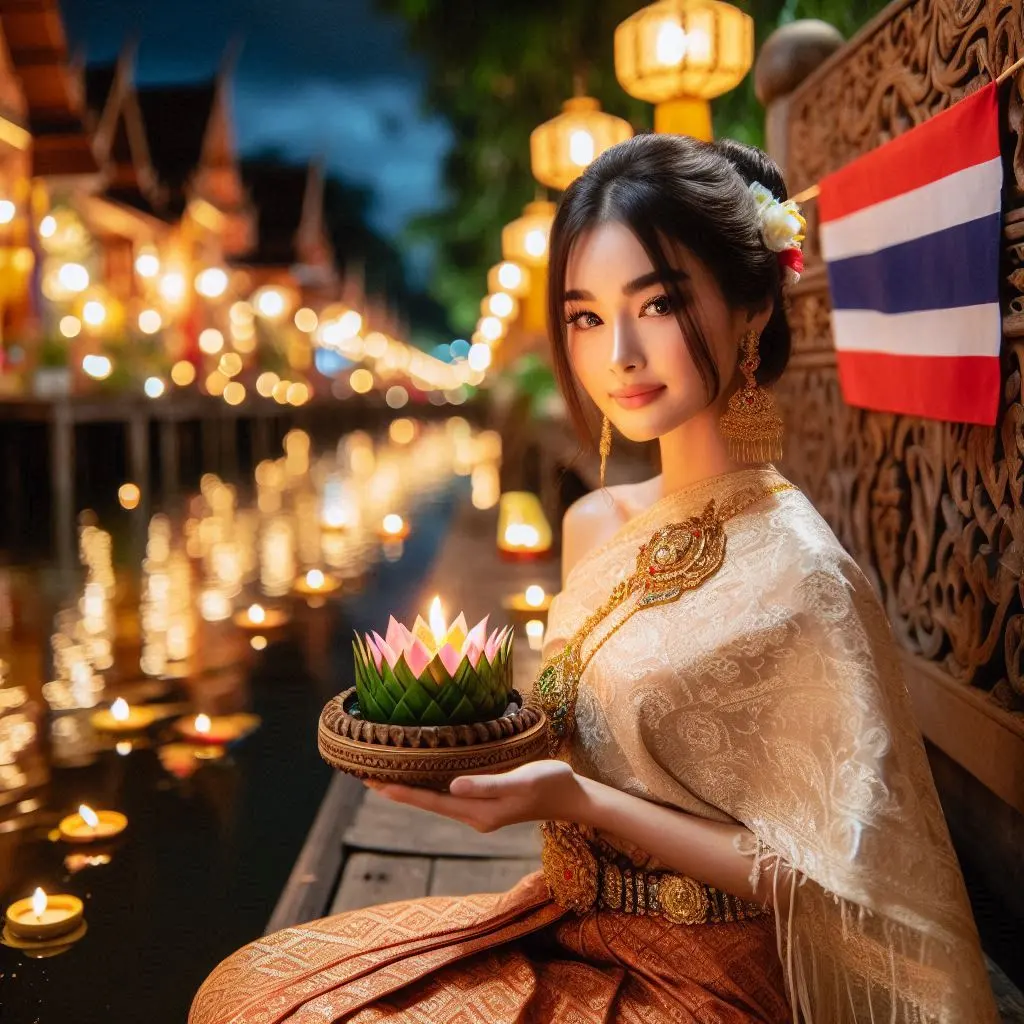 Thai Lady and Loy Krathong Festival | THAILANDðđð
