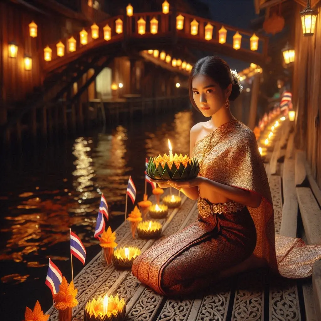Thai Lady and Loy Krathong Festival | THAILANDðđð