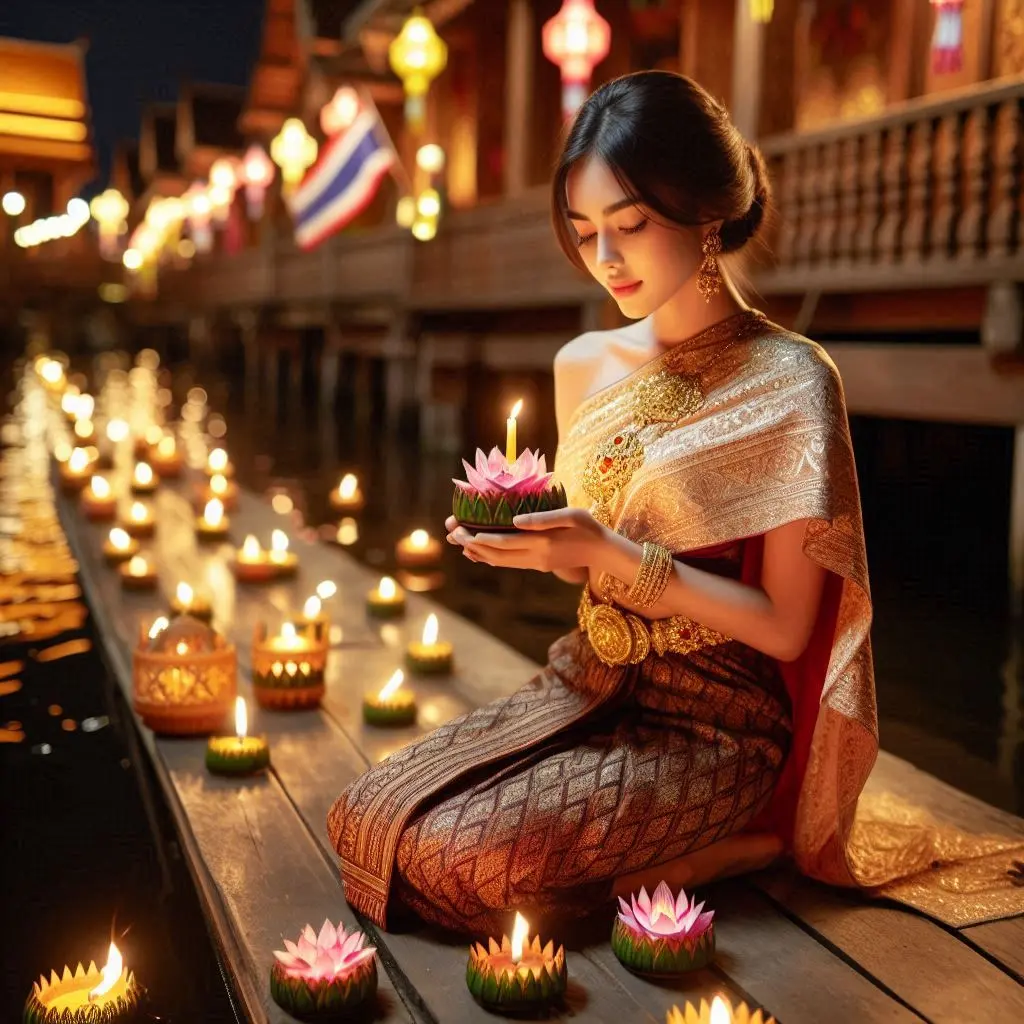Thai Lady and Loy Krathong Festival | THAILANDðđð