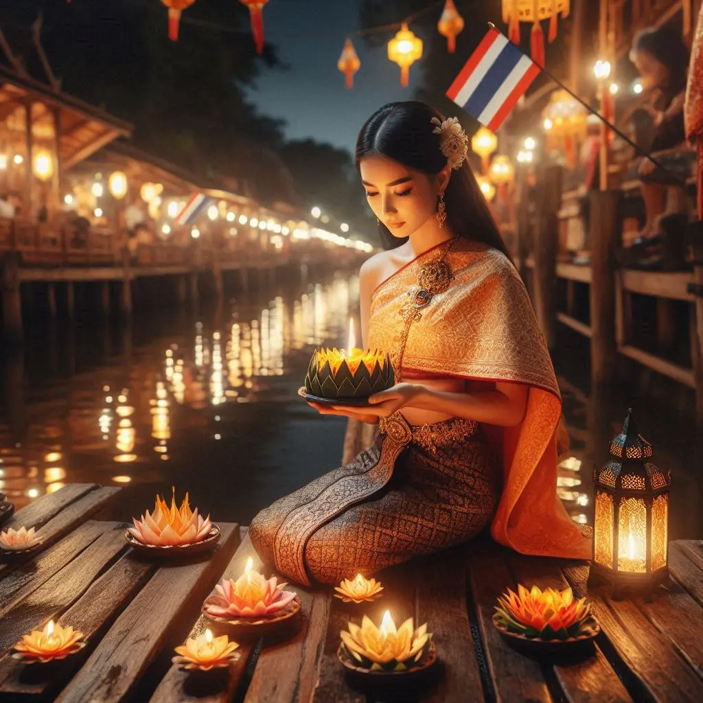 Thai Lady and Loy Krathong Festival | THAILANDðđð