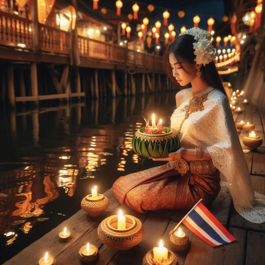 Thai Lady and Loy Krathong Festival | THAILANDðđð