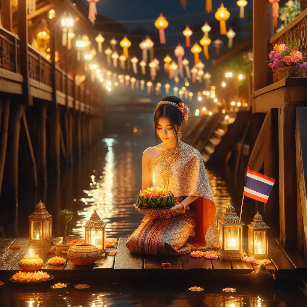 Thai Lady and Loy Krathong Festival | THAILANDðđð