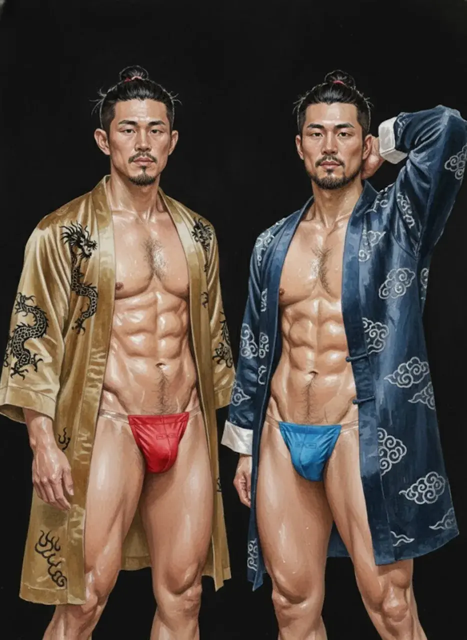 Hunk man with painting