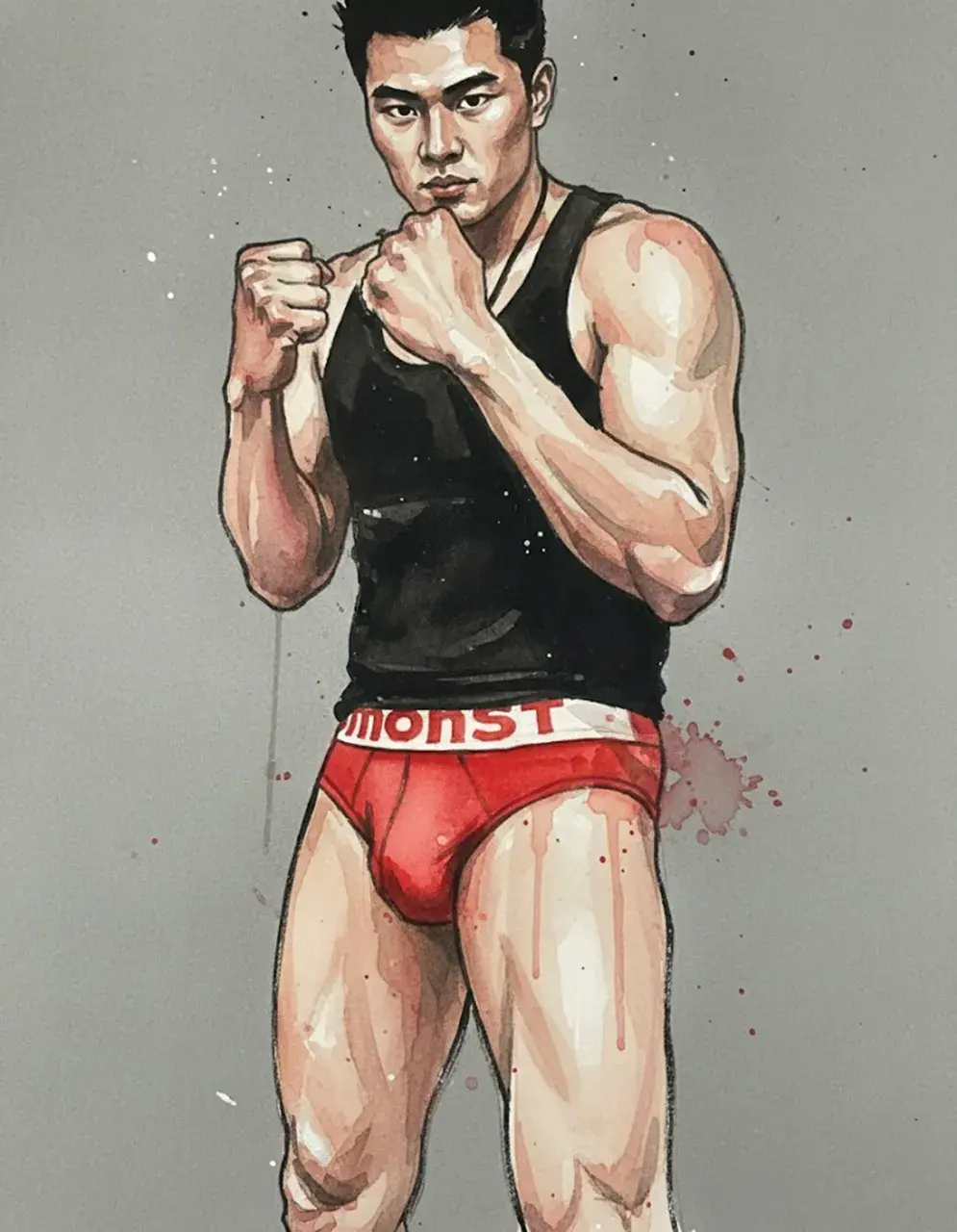 Hunk man with painting