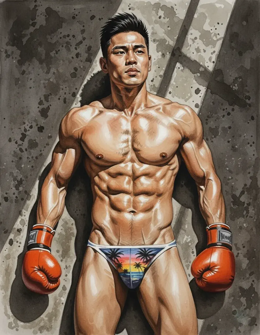 Hunk man with painting II